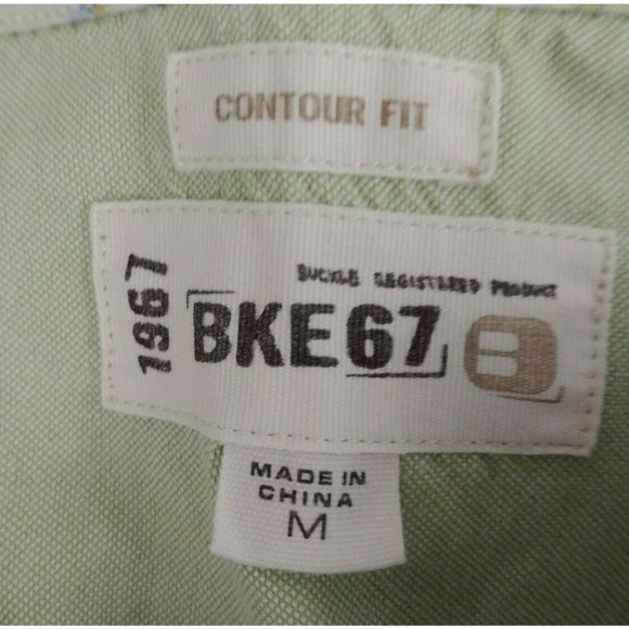BKE 67 Mens Button Up Long Sleeve Solid Light Green Dress Shirt Size Medium - Picture 6 of 6